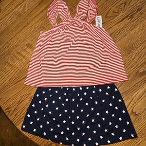 NWT Carter's Girl 4th of July Americana Tank Top & Skort Stars & Stripes Size 8